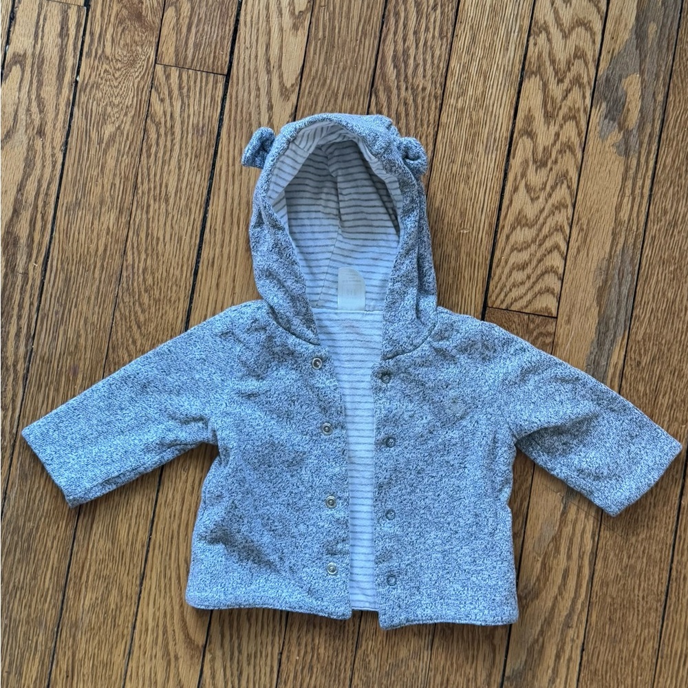 Gap Baby Bear Snap Up Hoodie - Size 0-3 Months